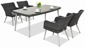 Exclusieve dining tuinset van kunststof rotan Córdoba antraciet voor 4 personen Garden Point