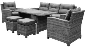 New Castle stoel-bank dining loungeset 6-delig  antraciet
