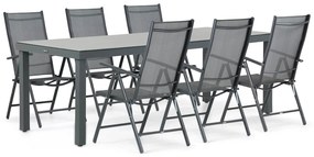 Tuinset 6 personen 220 cm Aluminium/textileen Grijs Domani Furniture Carino/Porto