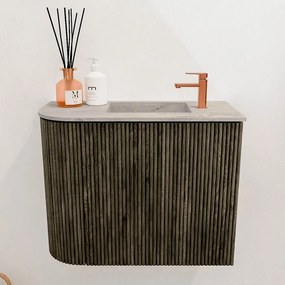 Mondiaz Joya DLux 50cm toiletmeubel ronding links shadow met wastafel faye rechts 1 kraangat glace
