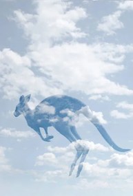 Ilustratie Double exposure of clouds and kangaroo., Grant Faint, (26.7 x 40 cm)