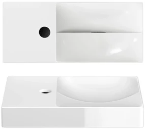 Clou Vale keramische fontein 45cm met kraangat links wit glans