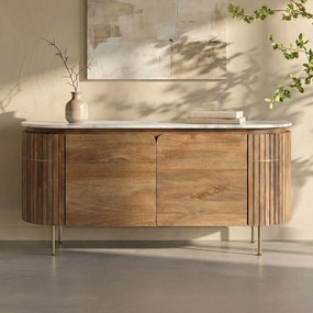 Kare Design Grace Dressoir Mangohout En Marmer - 160x45x78cm.