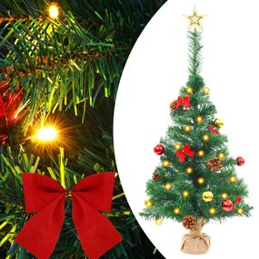 vidaXL Kunstkerstboom met kerstballen en LED's 64 cm groen