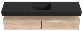 Zaro Alan badmeubel 190cm washed oak 2 lades met vrijhangende wastafel cloud midden 1 kraangat urban