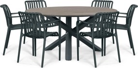 Tuinset Ronde Tuintafel 6 personen 150 cm Kunststof Grijs  Domani Furniture Alba/Ancona