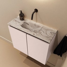 Mondiaz Ture DLux toiletmeubel 60cm rosee met wastafel glace midden zonder kraangat