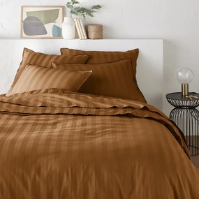 Dekbedovertrek in gewassen katoensatijn met 118 draden, streep Victor