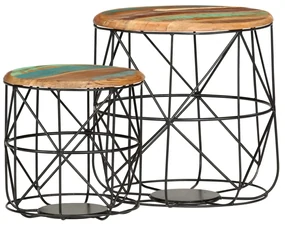vidaXL Salontafels 2 st massief gerecycled hout