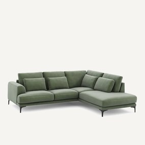 Linkse hoekbank met leuning in fluweel, Marsile