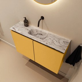 Mondiaz Ture DLux toiletmeubel 80cm ocher met wastafel glace midden zonder kraangat