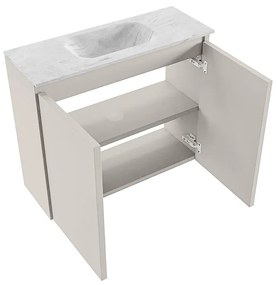 Mondiaz Ture DLux toiletmeubel 60cm linen met wastafel opalo midden met kraangat