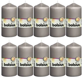 Bolsius Stompkaarsen 10 st 120x58 mm warm grijs