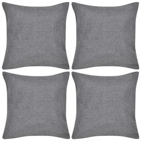 vidaXL Kussenhoezen linnen look 80 x 80 cm antraciet 4 stuks