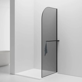 Sanigoods Arcana rookglas inloopdouche met handdoekhouder mat zwart 100x200cm