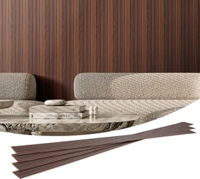 VEVOR akoestische panelen set van 8, akoestische panelen, 2450x166mm, WPC houten accentwandpanelen voor moderne binnenmuren, wandpanelen met houtlook voor een stijlvolle inrichting en geluidsreductie, donker teakhout