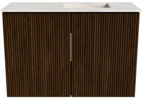 Mondiaz Joya DLux 60cm toiletmeubel walnut met wastafel faye rechts zonder kraangat ostra