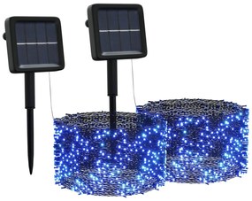vidaXL Lichtsnoeren 2 st met 2x200 LED's solar binnen/buiten blauw