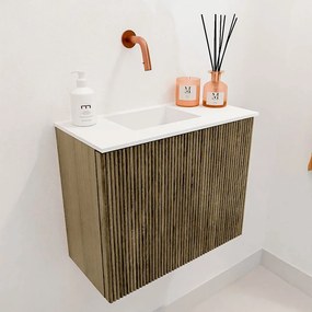 Mondiaz Joya 50cm toiletmeubel dusk met wastafel faye links zonder kraangat talc