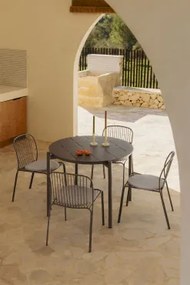 Ronde Tafelset Ø110 Cm In Aluminium Elton En 4 Tuinstoelen In Staal Anerina Grijs – Grafiet - Sklum
