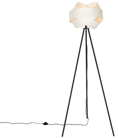 Moderne vloerlamp zwart met witte kap - Cloth