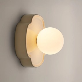 Wand- of plafondlamp bloem, keramiek en opaline glas, diameter 20 cm, HOLI