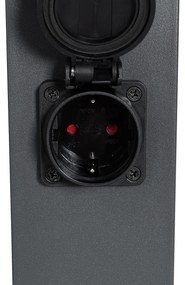 Buitenlamp antraciet met grondpin en kabelmof 80cm incl. stopcontact IP44 - Malios Modern E27 IP44 Buitenverlichting