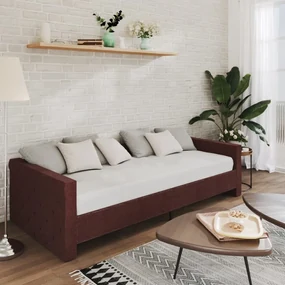 vidaXL Slaapbank met matras en USB stof paars 90x200 cm