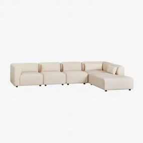 5-delige Modulaire Bank Met Rechter Chaise Longue Fogler Corduroy Linnen Beige - Sklum