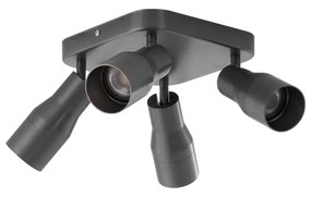 Plafondspot gunmetal GU10 50mm vierkant 4-lichts - Stanley
