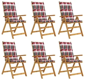 vidaXL Tuinstoelen 6 st inklapbaar met kussens massief acaciahout