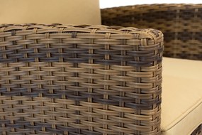 Driezitsbank van kunststof rotan Monaco Garden Point bruin