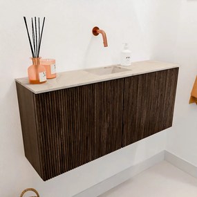 Mondiaz Joya DLux 90cm toiletmeubel walnut met wastafel faye midden zonder kraangat frappe