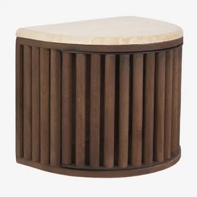 Drijvend Nachtkastje 40x30 Cm Van Mangohout En Natuursteen Talix Donker Mangohout - Travertijn - Sklum
