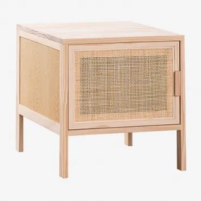 Pack Van 2 Nachtkastjes 40x40 Cm Van Rotan En Hout Reyna Houtbruin - Sklum