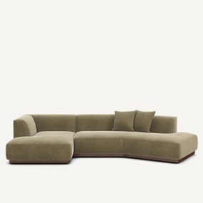 Open hoekbank links in linnen fluweel, JACOPO