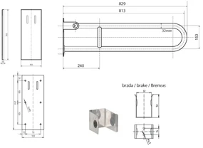 Sapho Handicap toiletbeugel 80cm zwart