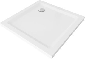 Mexen Flat slimme vierkante douchebak 100 x 100 cm, wit, chrom sifon - 40101010