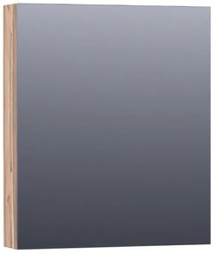 Saniclass Plain Spiegelkast - 60x70x15cm - 1 linksdraaiende spiegeldeur - MFC - Almond SK-PL60LAL
