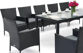 Milan/Grenada 12 technorattan tuinmeubelen met grote Garden Point tafel antraciet