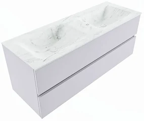 Mondiaz Vica DLux badmeubel 130cm cale 2 lades met wastafel opalo dubbel 2 kraangaten
