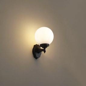 Klassieke buiten wandlamp zwart met opaal glas IP44 - Champs