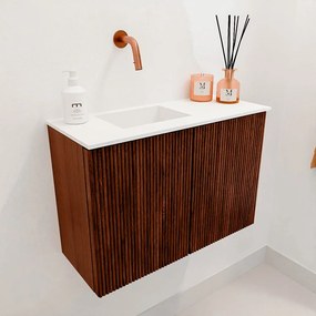 Mondiaz Joya 60cm toiletmeubel ruby met wastafel faye links zonder kraangat talc