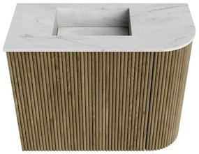 Mondiaz Joya DLux 50cm toiletmeubel ronding rechts dusk met wastafel faye links zonder kraangat opalo