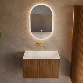 Mondiaz Kurve-dlux 70cm badmeubel dusk met 1 lade en wastafel big small midden zonder kraangat opalo