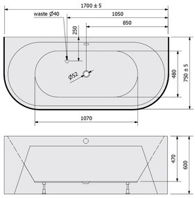 Polysan Monolith ligbad 170x75x60cm wit