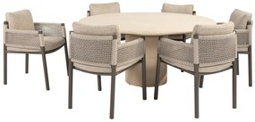 4 Seasons Outdoor Savanne tuinset met Hampton tafel 160 cm Tuinstoel   bruin weerbestendig