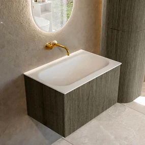 Mondiaz Kurve 70cm badmeubel shadow met 1 lade en wastafel big small midden zonder kraangat