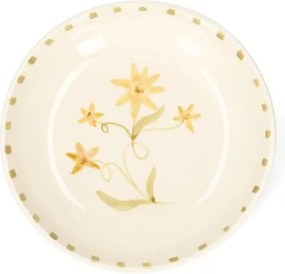Diep bord, aardewerk, handbeschilderde bloem, Ø21 cm