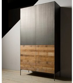 Tower Living Design Kast Teak En Metaal Pandora - 110x45x201cm.